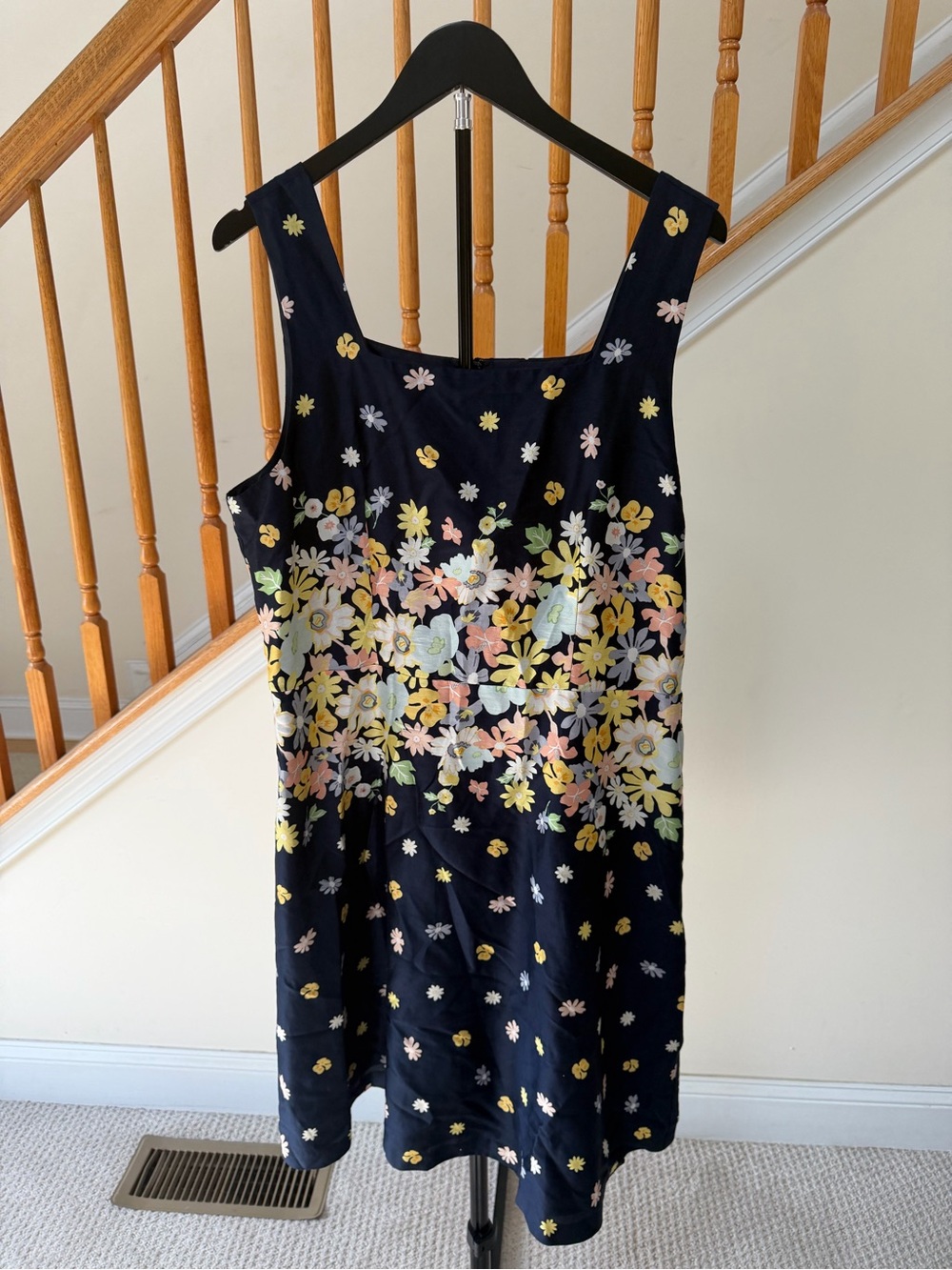 LOFT Navy Floral Midi Dress